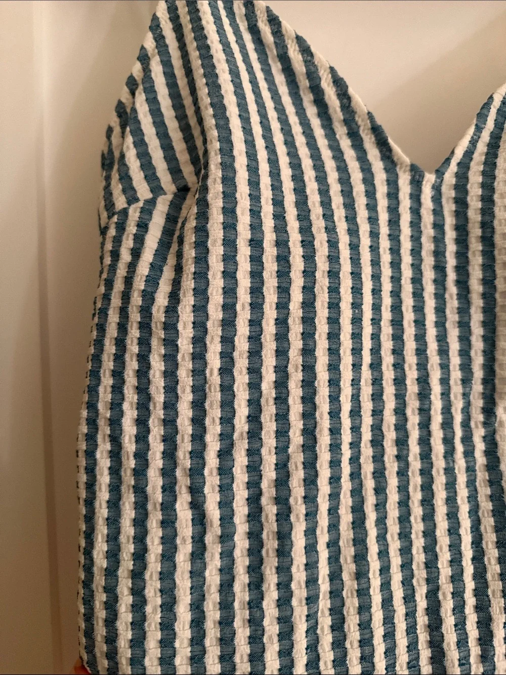 Jessica Simpson Blue and White Striped Tie-Shoulder One-Piece Swim